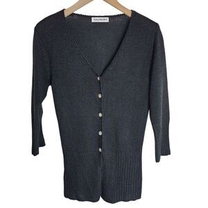 Valentina Cardigan Sweater Women's Small Office‎ Mother Pearl Cotton Blend Black